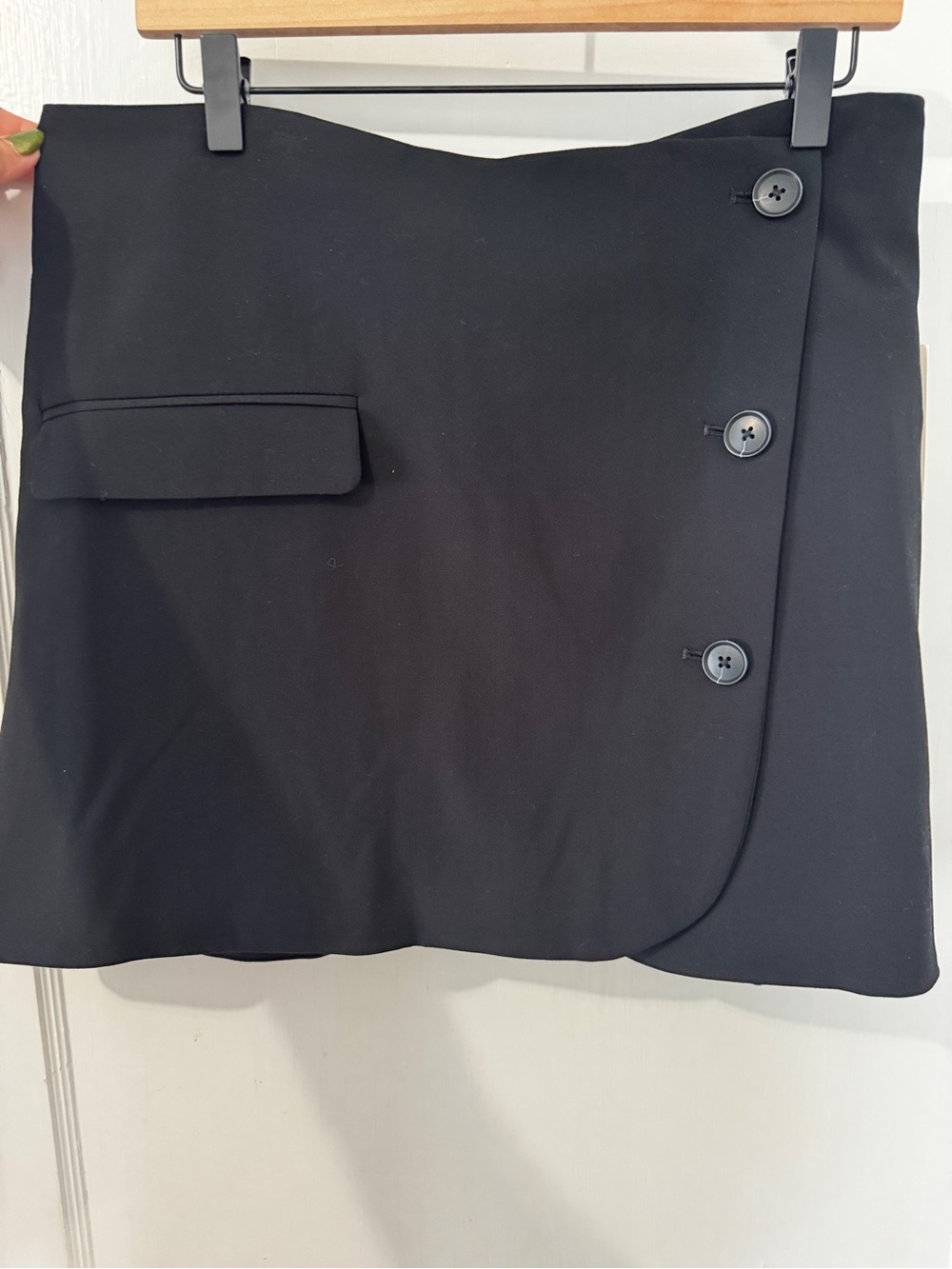 a new day Black Button-Accent Wrap Mini Skirt